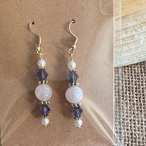 Chic Gold and Purple Beaded Earrings